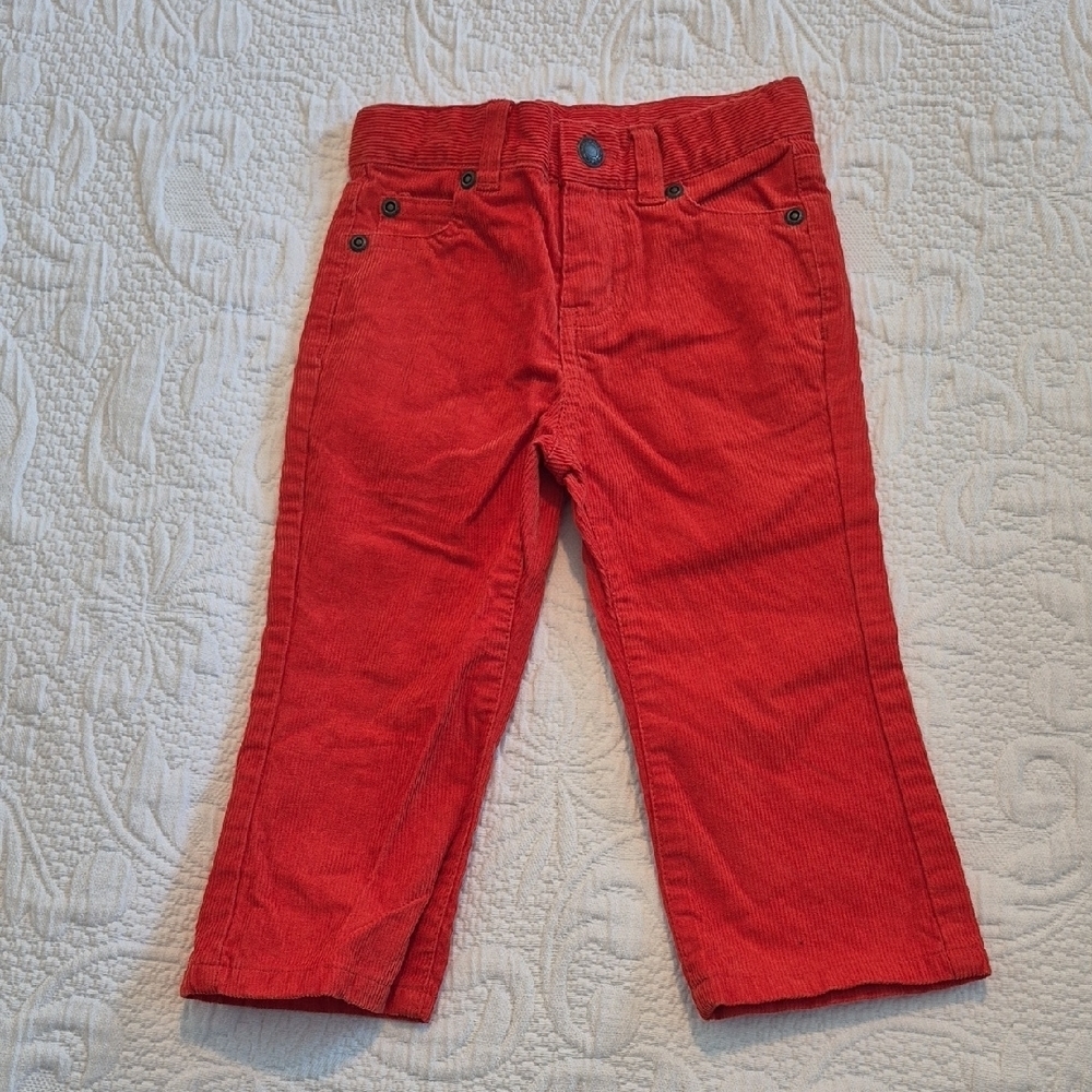 Janie and Jack boys 18 - 24 months orange corduroy pants EUC